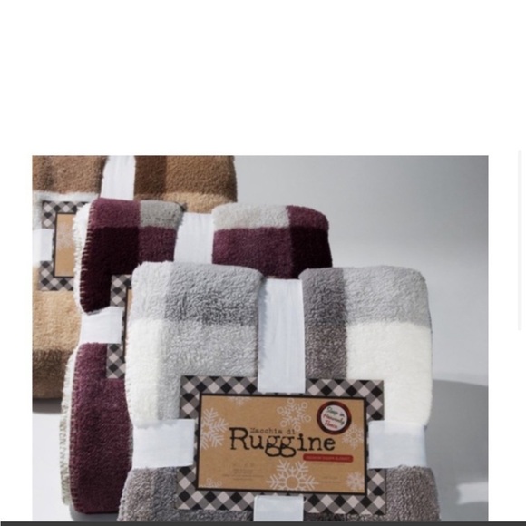 NWT Ruggine brown, white and tan throw blanket 100% polyester versatile and warm - Picture 4 of 5